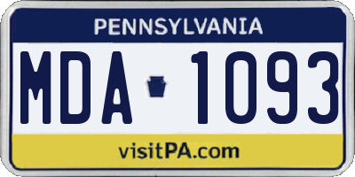 PA license plate MDA1093