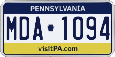 PA license plate MDA1094