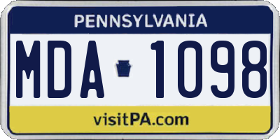 PA license plate MDA1098