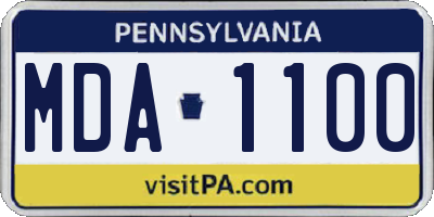 PA license plate MDA1100