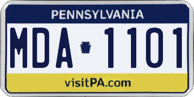 PA license plate MDA1101