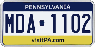 PA license plate MDA1102