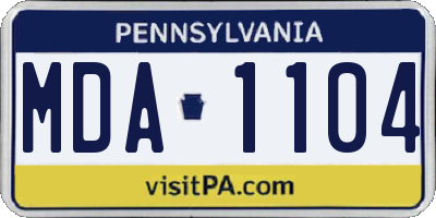 PA license plate MDA1104
