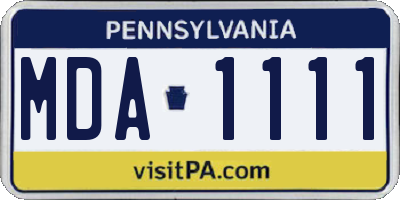 PA license plate MDA1111
