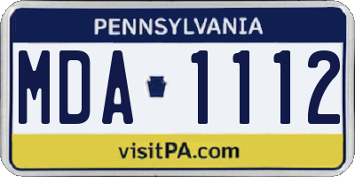 PA license plate MDA1112