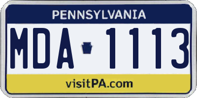 PA license plate MDA1113