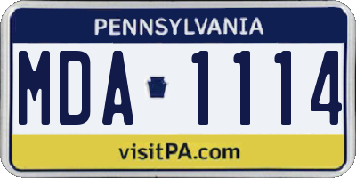 PA license plate MDA1114