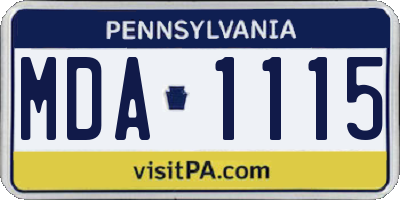 PA license plate MDA1115
