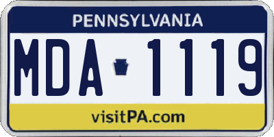 PA license plate MDA1119