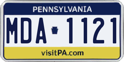 PA license plate MDA1121