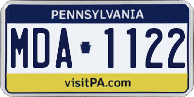 PA license plate MDA1122
