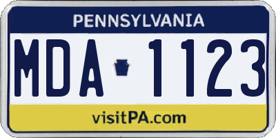 PA license plate MDA1123