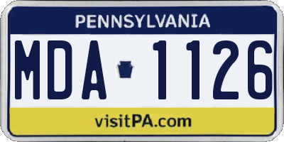 PA license plate MDA1126