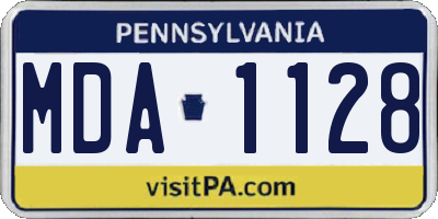 PA license plate MDA1128
