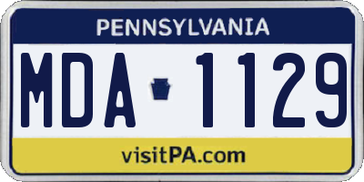PA license plate MDA1129