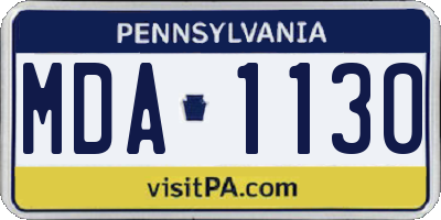 PA license plate MDA1130