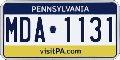 PA license plate MDA1131