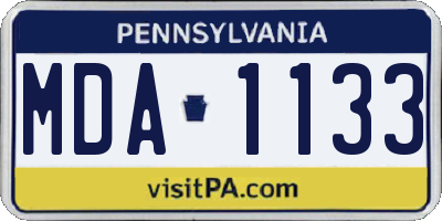 PA license plate MDA1133