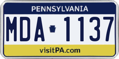 PA license plate MDA1137