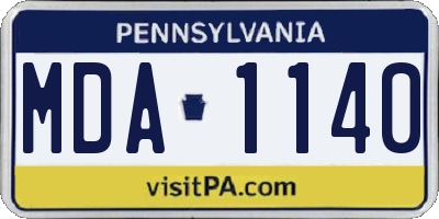 PA license plate MDA1140