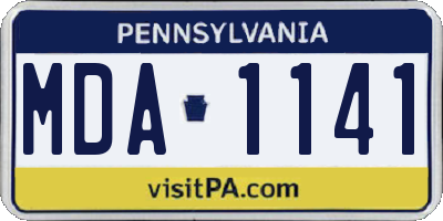 PA license plate MDA1141
