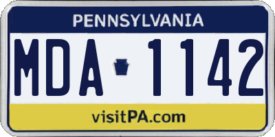 PA license plate MDA1142