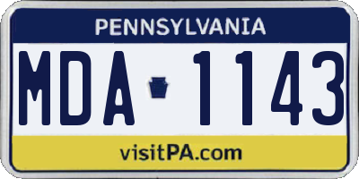 PA license plate MDA1143