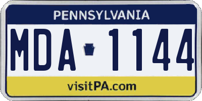 PA license plate MDA1144