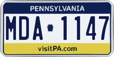 PA license plate MDA1147