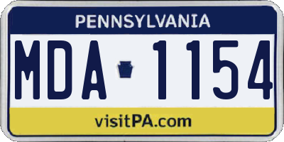 PA license plate MDA1154