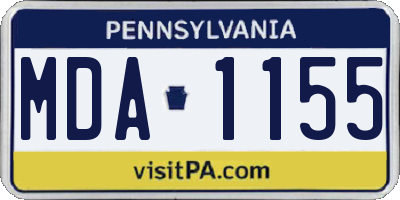 PA license plate MDA1155