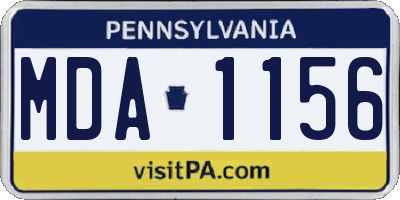 PA license plate MDA1156