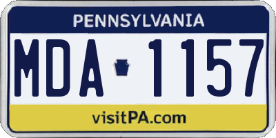 PA license plate MDA1157