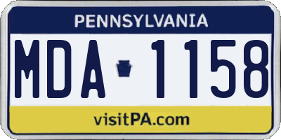 PA license plate MDA1158
