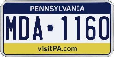 PA license plate MDA1160