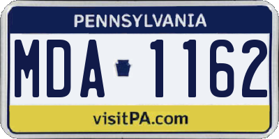 PA license plate MDA1162