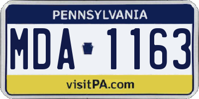 PA license plate MDA1163
