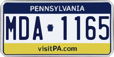 PA license plate MDA1165
