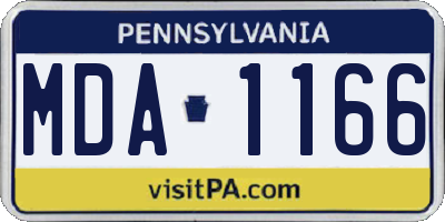 PA license plate MDA1166