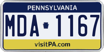 PA license plate MDA1167