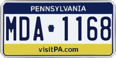 PA license plate MDA1168