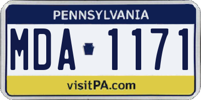 PA license plate MDA1171
