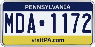 PA license plate MDA1172