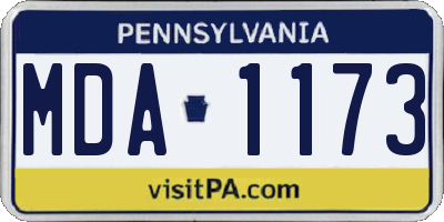 PA license plate MDA1173