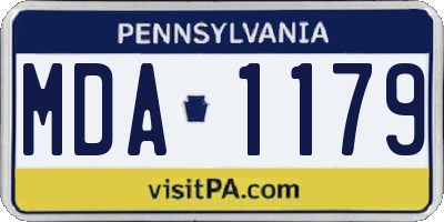 PA license plate MDA1179