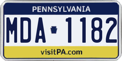 PA license plate MDA1182