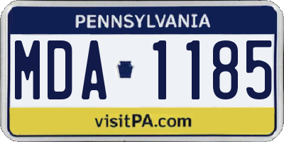 PA license plate MDA1185