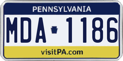 PA license plate MDA1186