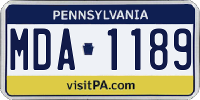 PA license plate MDA1189