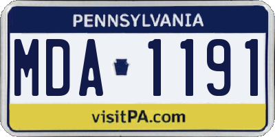 PA license plate MDA1191